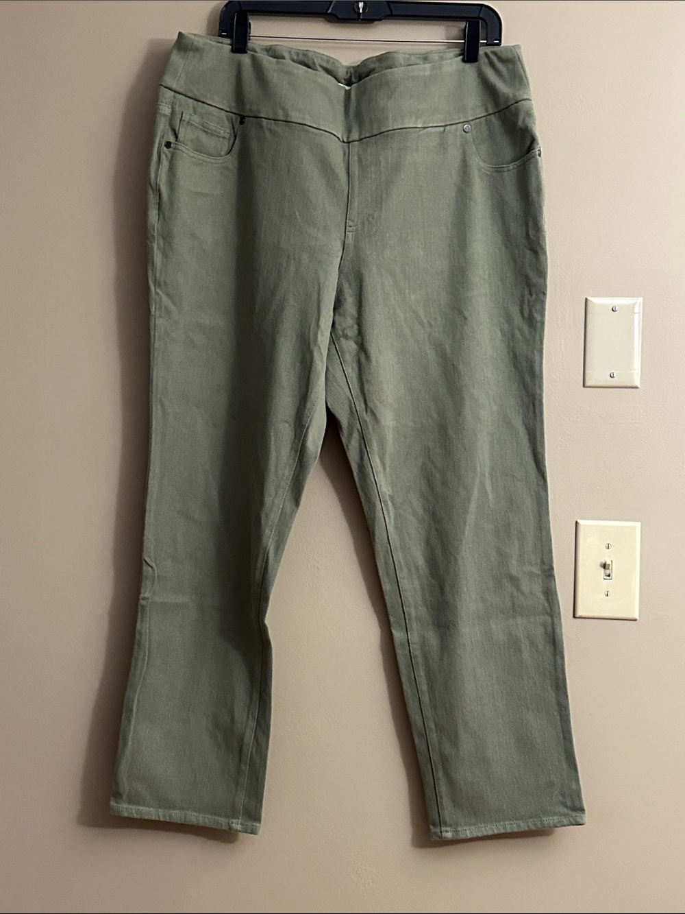 Women's Stretch Pull On Ankle Jeans - Sage Green